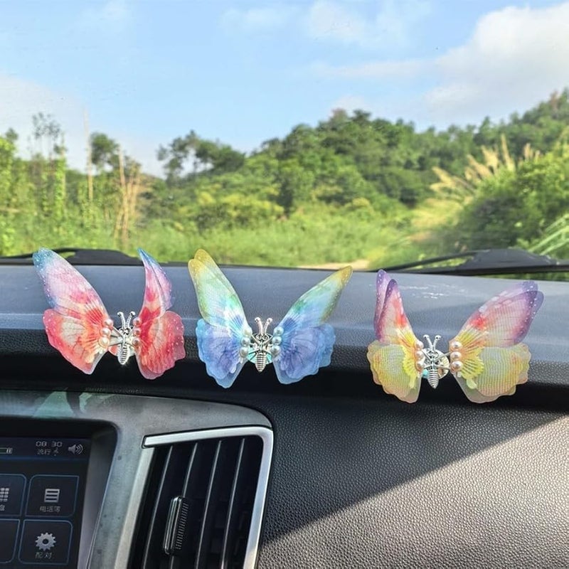 D Size Dashboard Car Ornament with Butterfly Shape and Colorful Pearl for Air Vent Interior Styling - Image 2